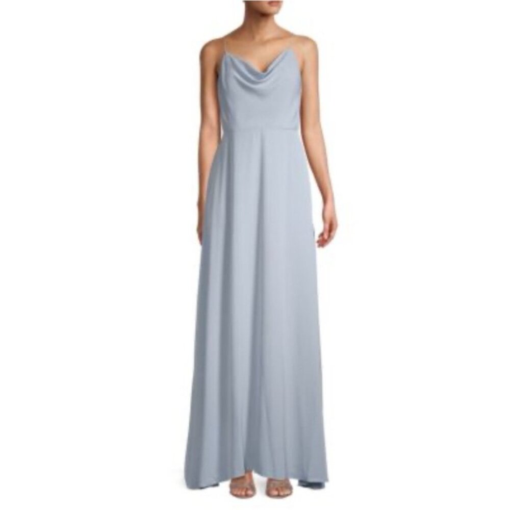 Adrianna Papell Dress 10 Maxi Formal Glacier Blue Party Cruise Wedding Date NEW